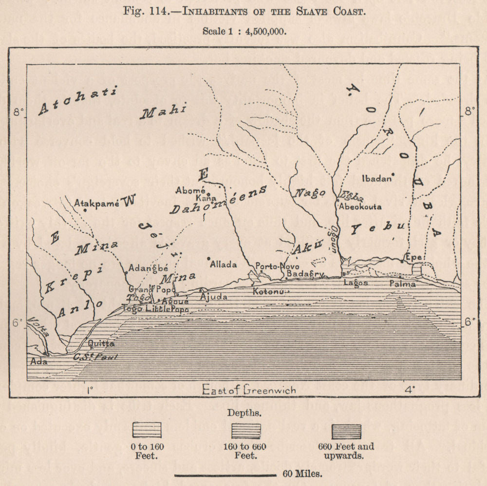Inhabitants of the Slave Coast. Africa. Upper Guinea 1885 old antique map